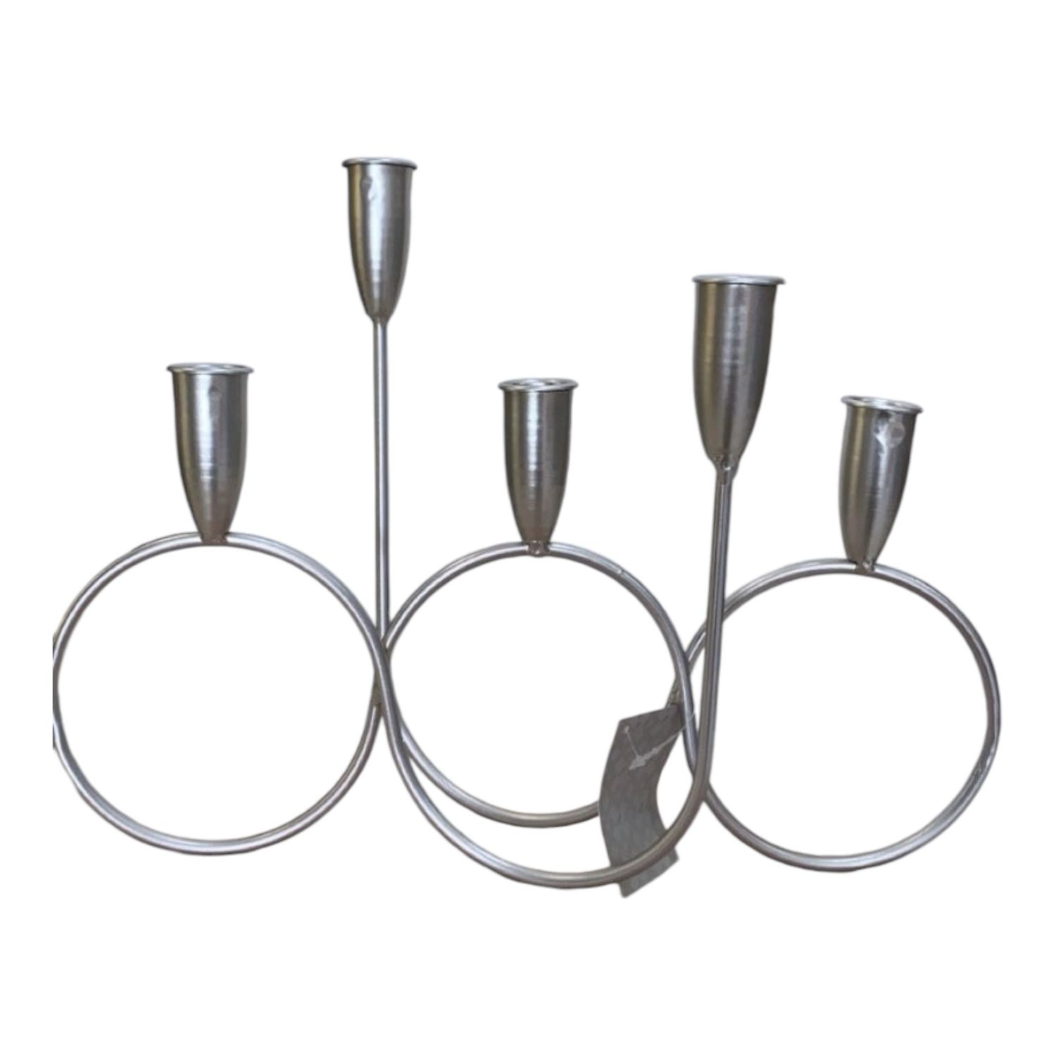 Candelabro 5 fiamme metallo argento