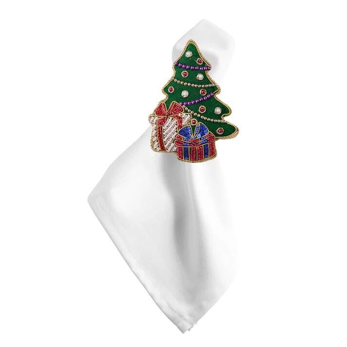 Legatovagliolo ricamato a mano albero - Il Natale del re Baci Milano