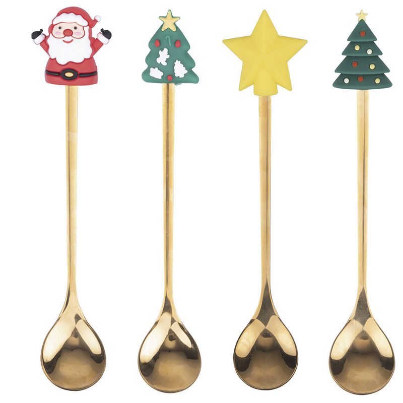 Set 4 cucchiaini moka con disegno in silicone