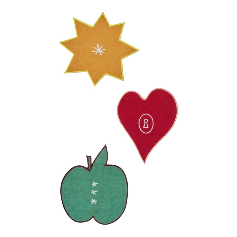 Sottobicchiere lino e cotone + fantasie Bitossi - stella - cuore - mela 