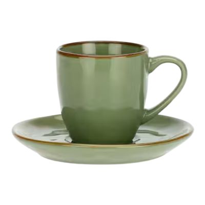 Set 6 tazze caffe con piattino - Concerto Verde Oliva Rose e Tulipani 