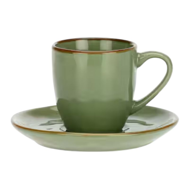 Set 6 tazze caffe con piattino - Concerto Verde Oliva Rose e Tulipani 