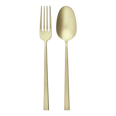 Set cucchiaione e forchettone - Rock PVD champagne anticato 