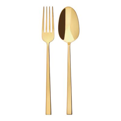 Set cucchiaione e forchettone - rock PVD oro lucido Sambonet Set cucchiaione e forchettone - rock PVD oro lucido Sambonet