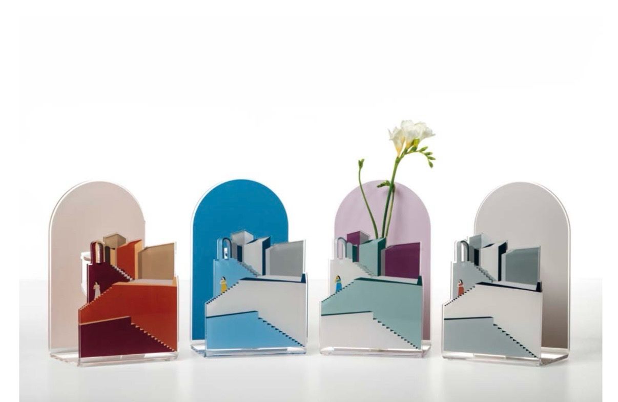 Santorini vaso in acrilico + colori - Blooming city