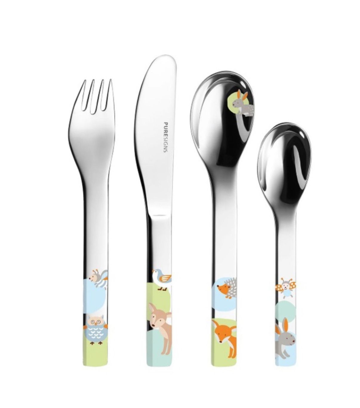 Set 4 posate per bambini acciaio - Woody Mepra 