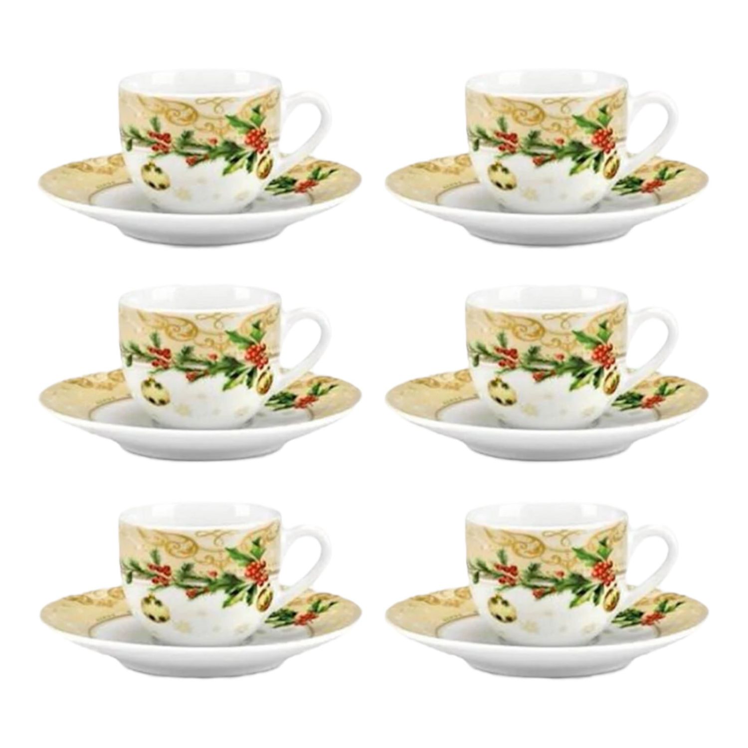 Set 6 tazze caffe con piattino - Agrifoglio Fade