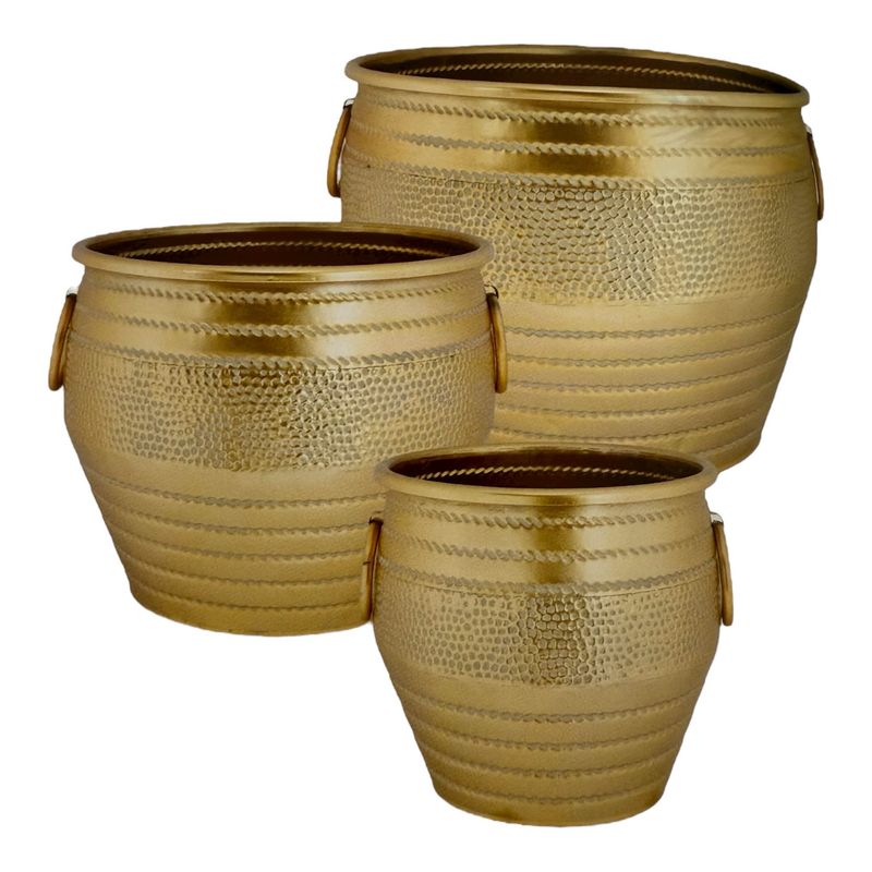Nives - Set 3 Cachepot metallo oro chiaro Nives - Set 3 Cachepot metallo oro chiaro