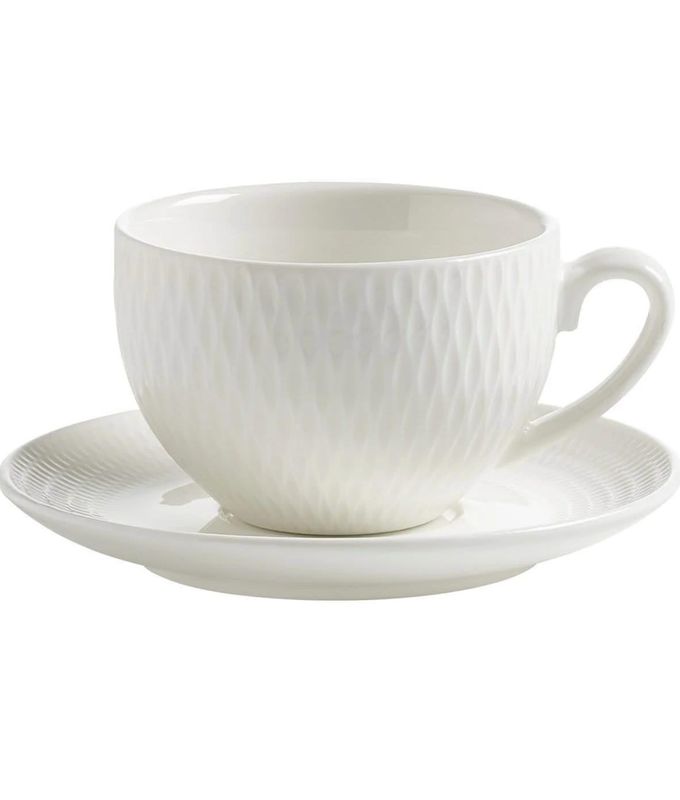 Set 4 tazze con 4 piattini caffè - Diamonds White Basic Maxwell&amp;Williams 