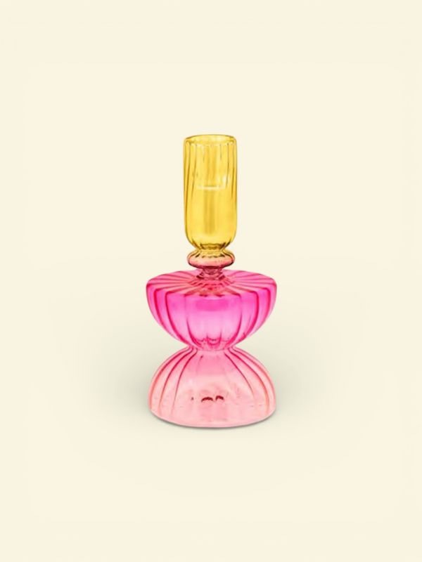 Porta candela - Colorglass Fade rosa/giallo