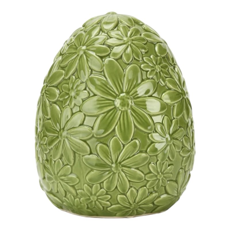 Floral egg - Uovo verde cm.13,5x16,5