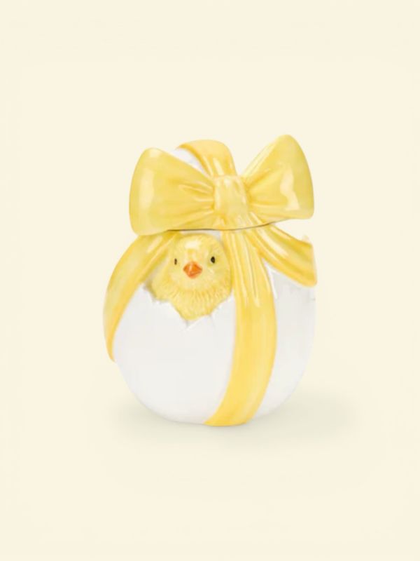 Uovo contenitore con fiocco giallo - Happy Chick