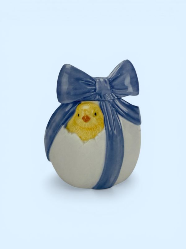 Uovo contenitore con fiocco blu - Happy Chick 