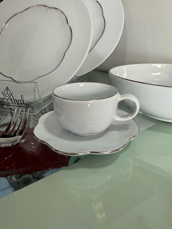 Sonetto Rosenthal filo platino - Set 12 tazze caffe con piattino 