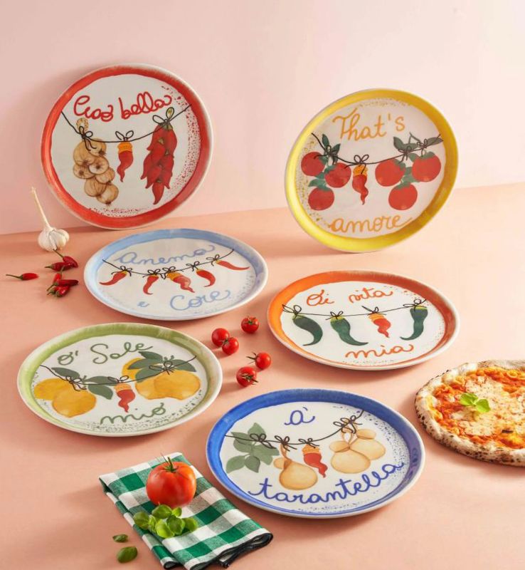 Set 6 piatti pizza - Rose e Tulipani 