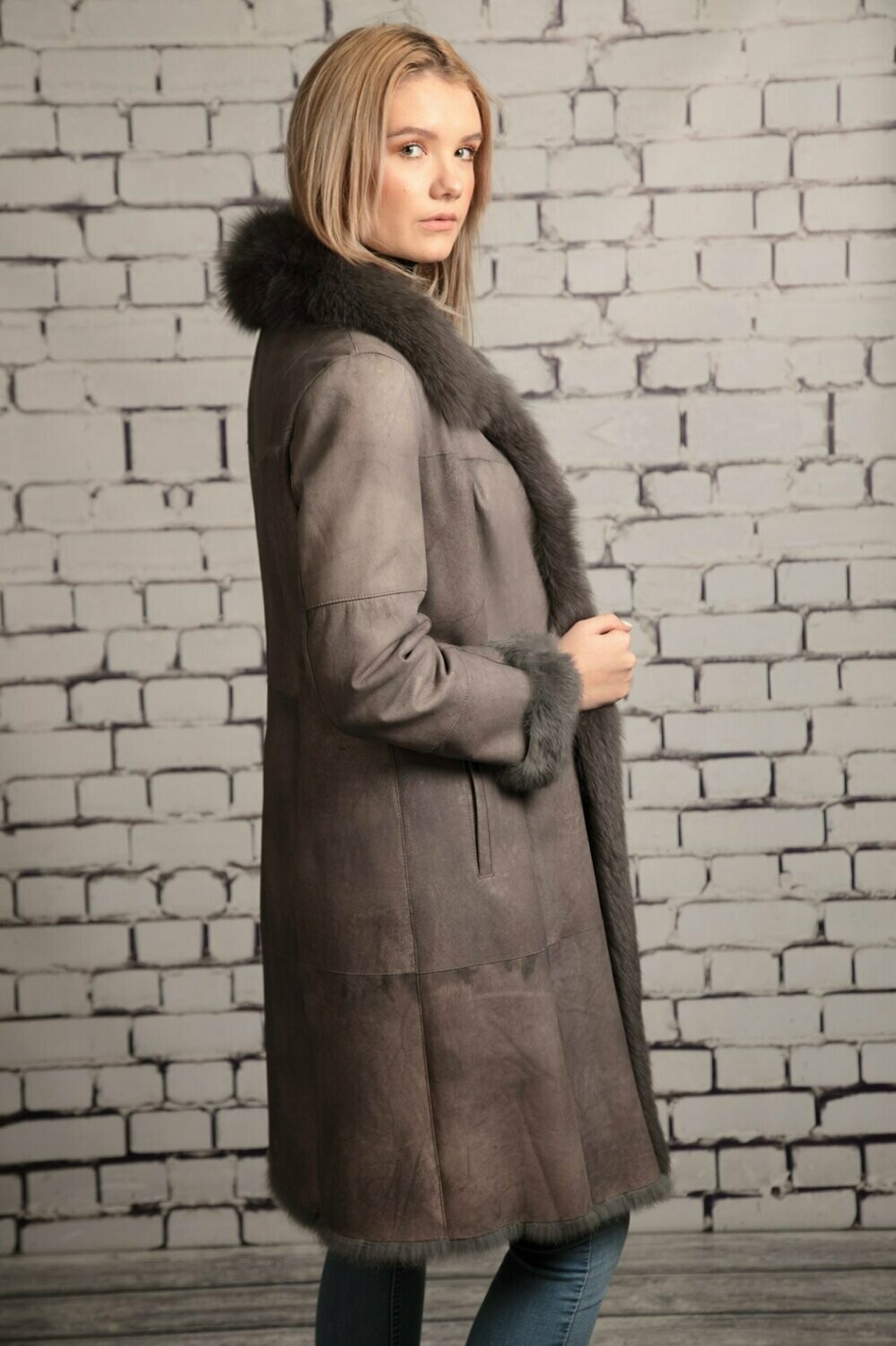 Wildleder Mantel Mantel Mit Kunstfell Vintage Wildleder Mantel Mit