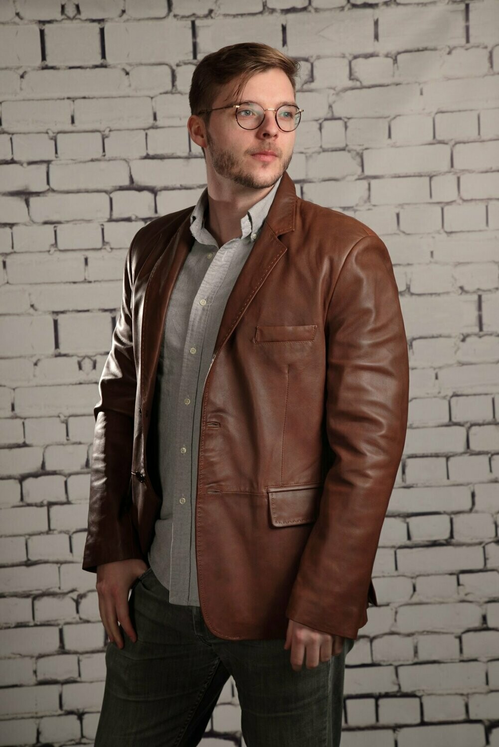 Herren - Leder - Sakko