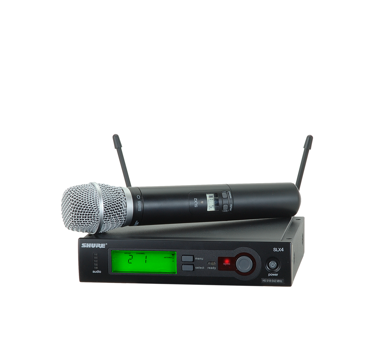 Shure SLX24/SM86
(Wireless Microphone System with SLX24/SM86 Handheld Transmitter)