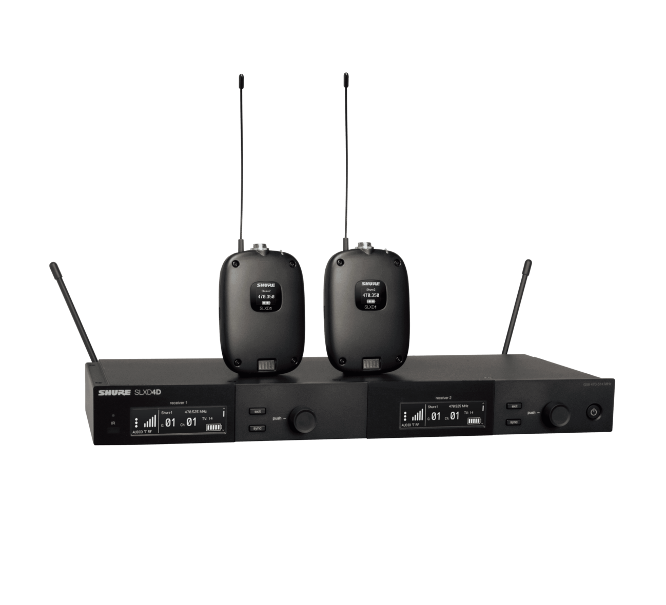 Shure SLXD14D
(Dual Wireless System with two SLXD1 Bodypack Transmitters)