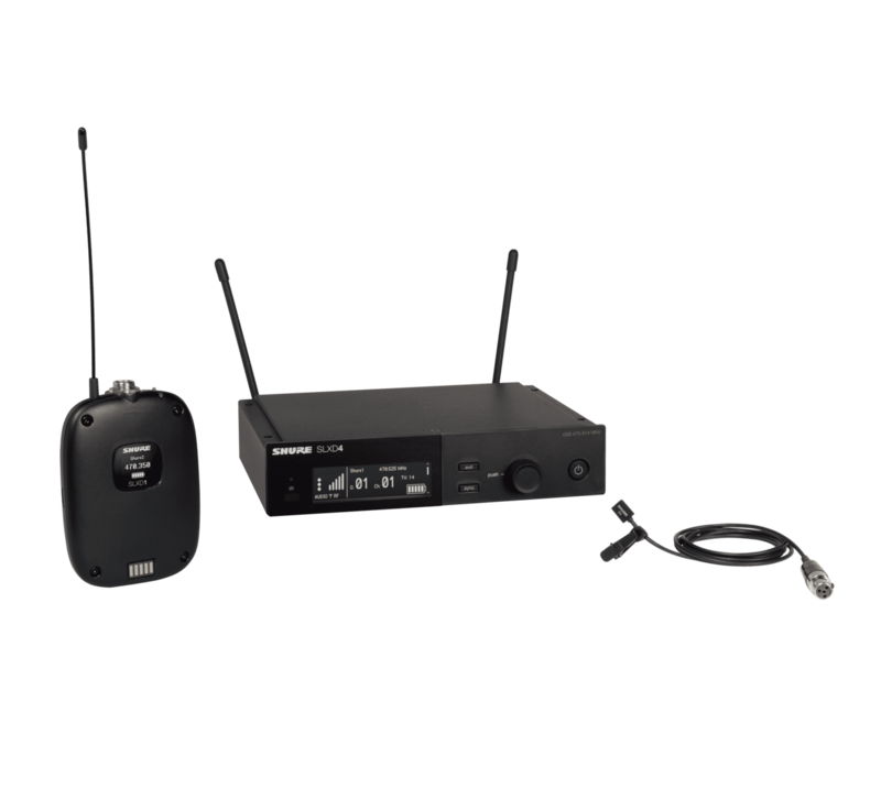 Shure SLXD14/93
(Wireless System with SLXD1 Bodypack Transmitter and WL93 Lavalier Microphone)