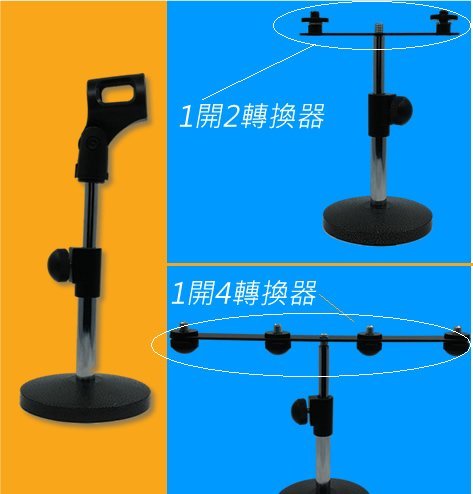 1開2轉換器 （1個 mic stand 放2支咪)