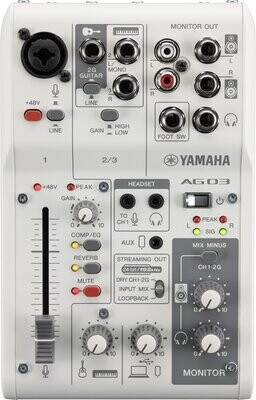 Yamaha AG03 MK2 3-Channel Live Streaming Loopback Audio USB Mixer (White)