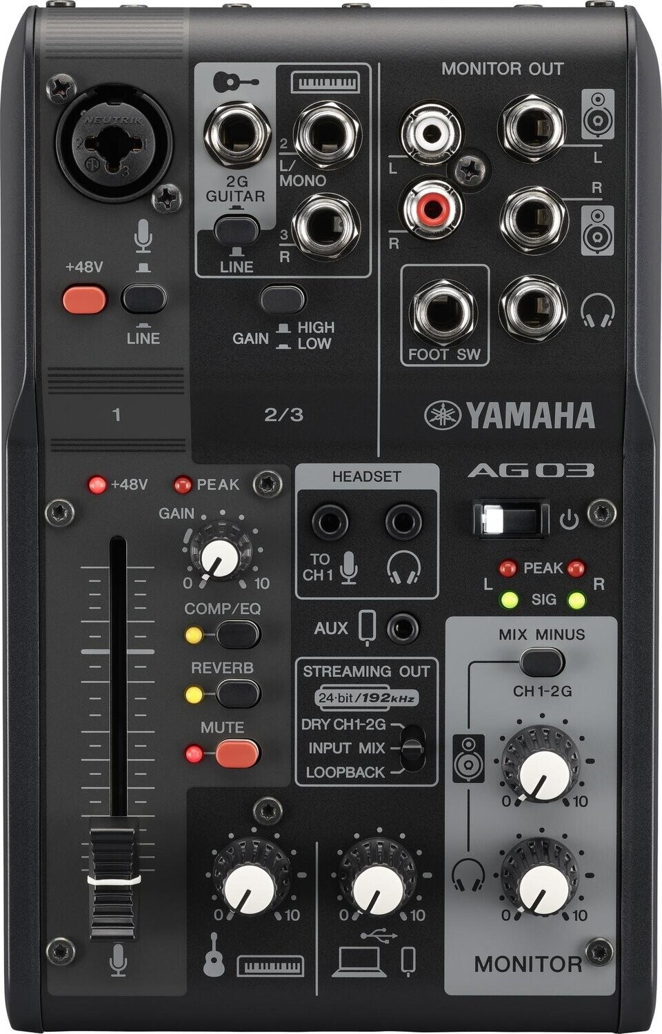 Yamaha AG03 MK2 3-Channel Live Streaming Loopback Audio USB Mixer