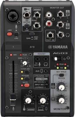 Yamaha AG03 MK2 3-Channel Live Streaming Loopback Audio USB Mixer (Black)