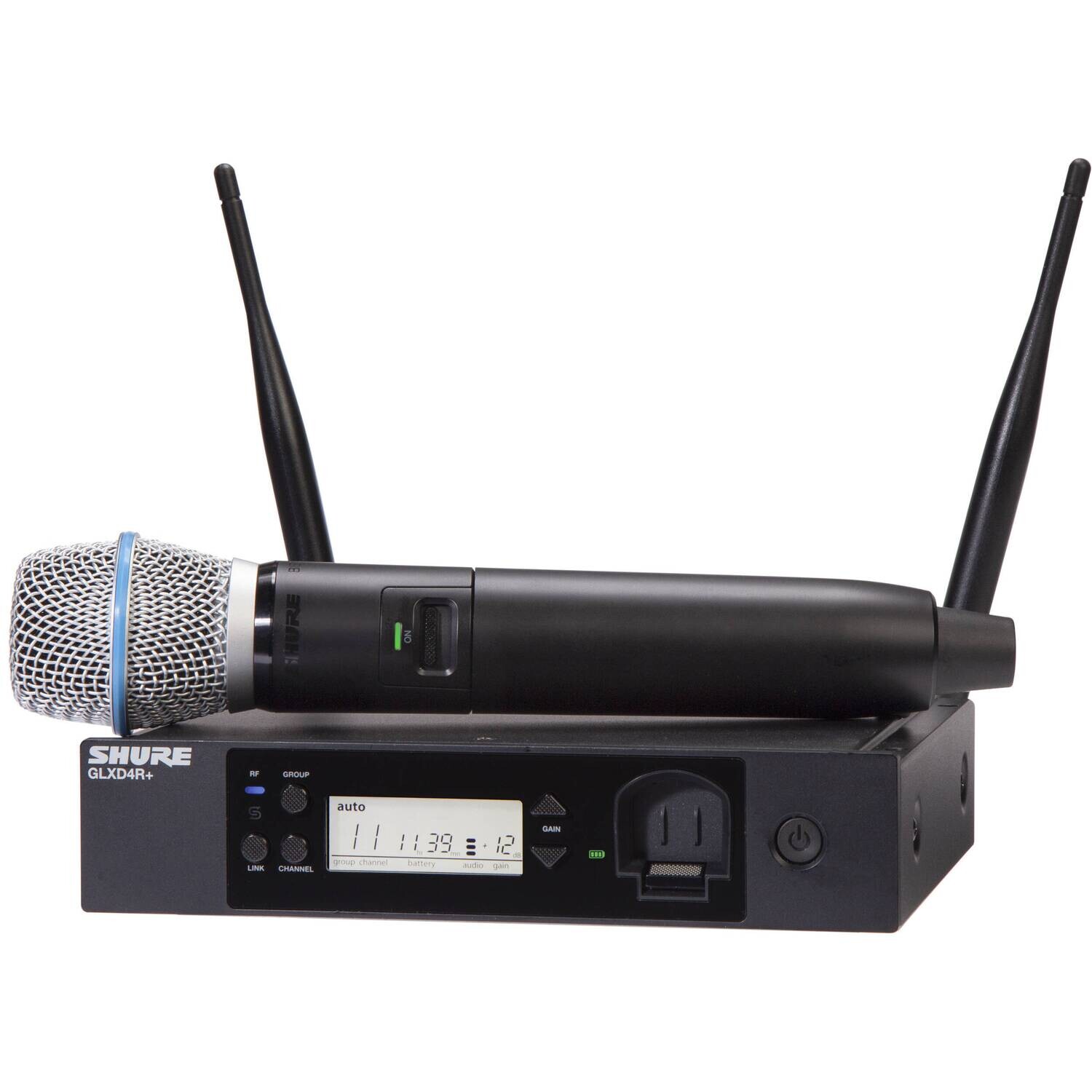 Shure GLXD24R+/B87A
(Digital Wireless Rack System with BETA®87A Vocal Microphone)