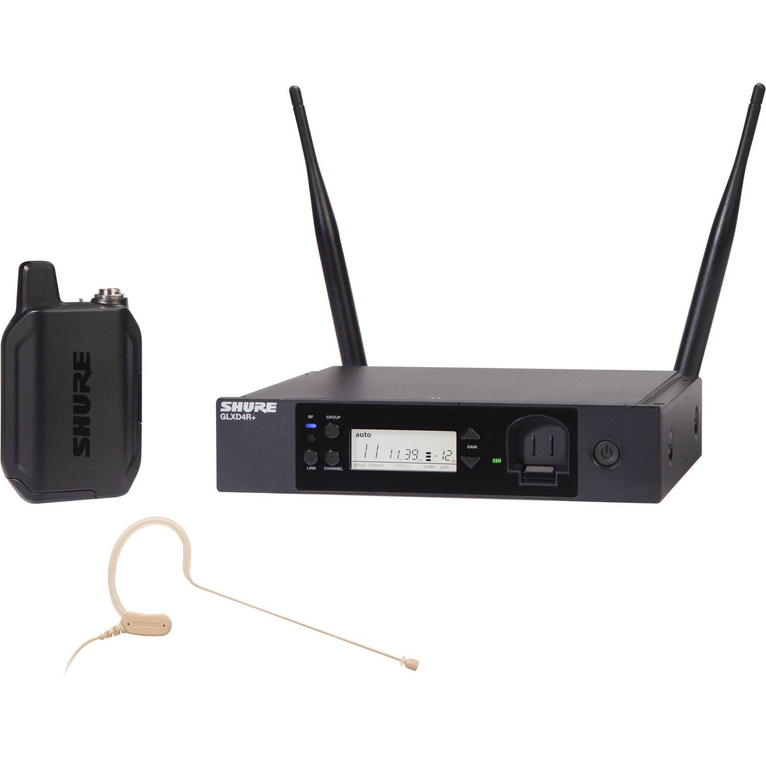 Shure GLXD14R+/MX53
(Digital Wireless Rack System with MX153 Headset Microphone)