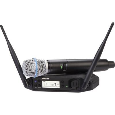 Shure GLXD24+/B87A
(Digital Wireless Handheld System with BETA®87A Vocal Microphone)