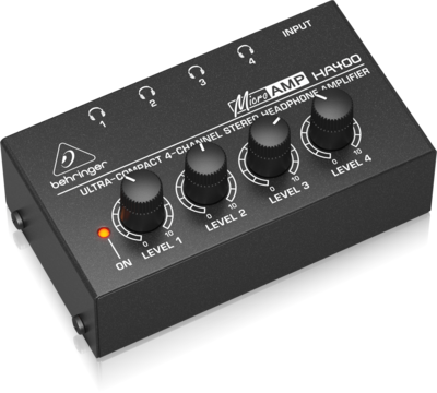 【SHURE SRH240A + BEHRINGER MicroAMP HA400 耳機分配擴音機 香港插頭】多人監聽套裝