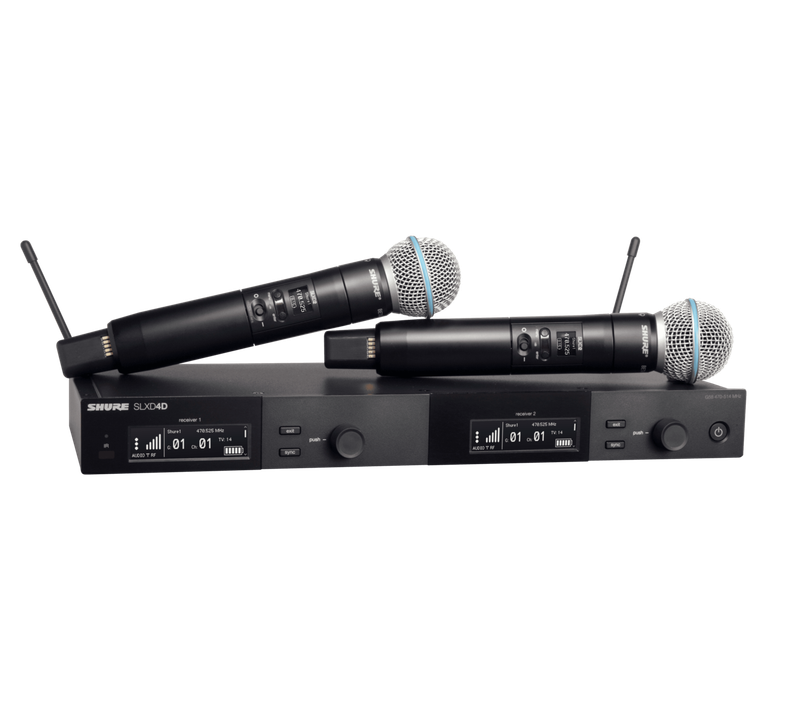 Shure SLXD24D/B58
Dual Wireless System with 2 SLXD2/B58 Handheld Transmitters