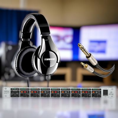 【SHURE SRH240A + BEHRINGER HA8000 耳機分配擴音機】多人監聽套裝