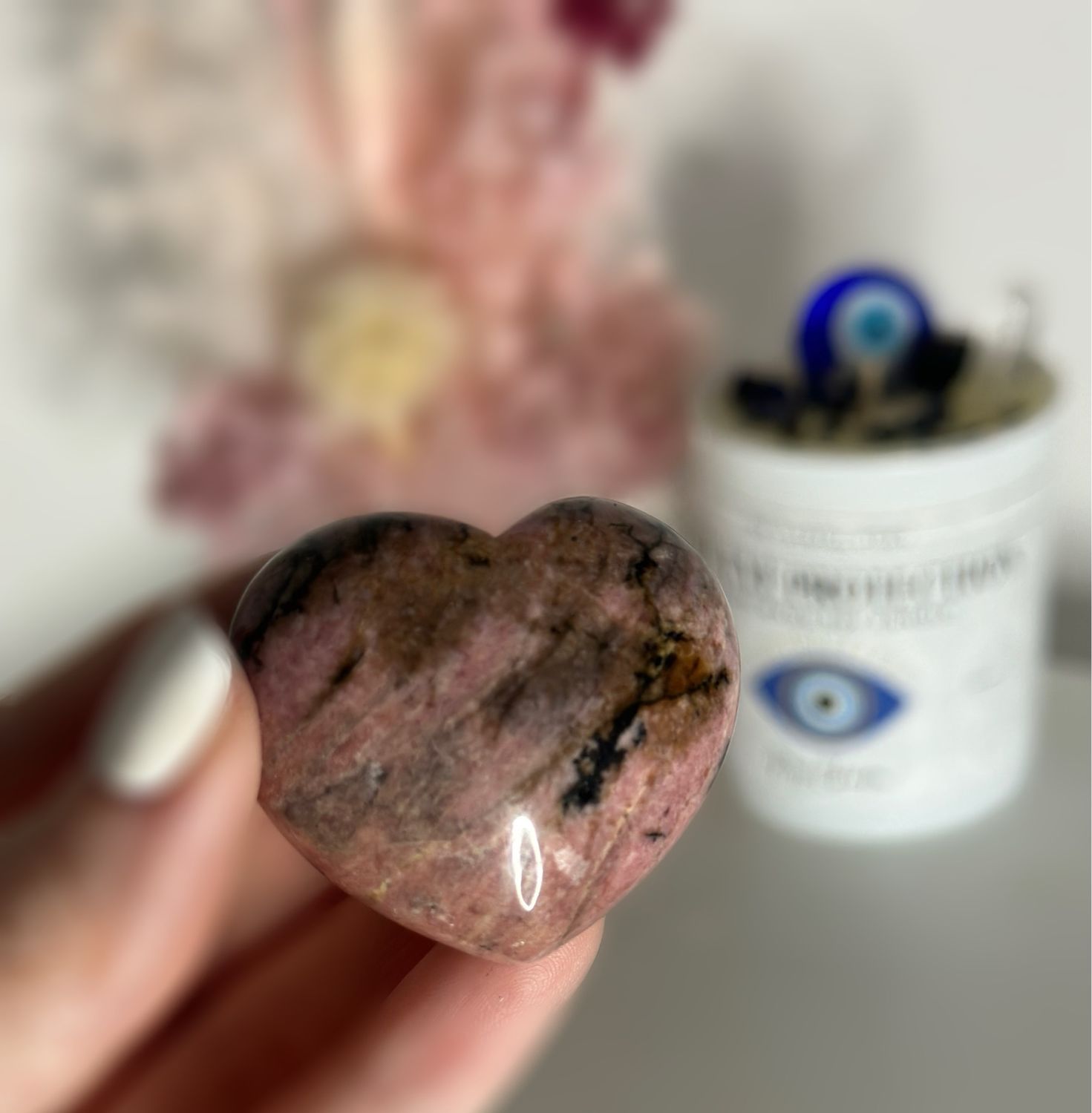 Rhodonite Puffy Heart