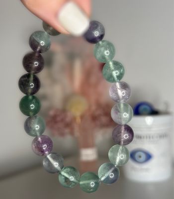 Rainbow Fluorite Beaded Bracelet - Large Beads