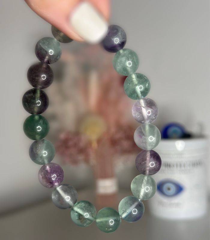Rainbow Fluorite Beaded Bracelet - Large Beads