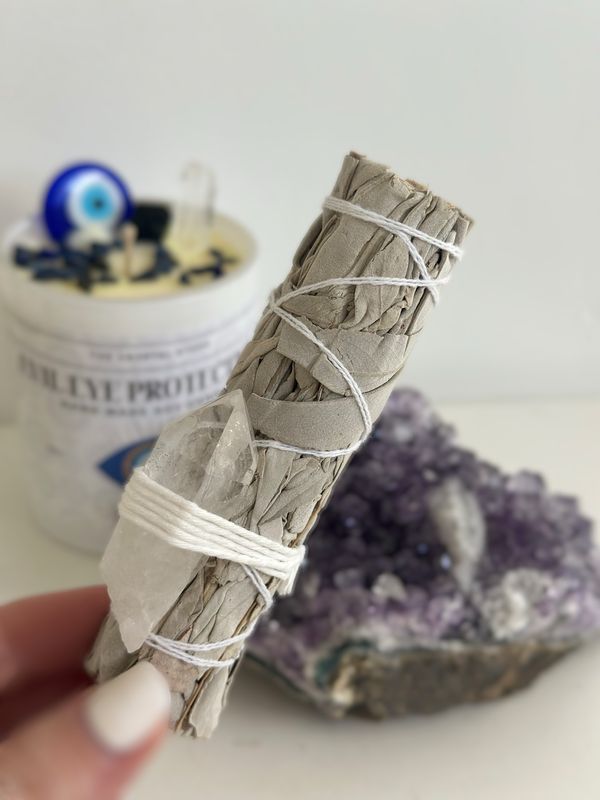 Mini Sage Wand With Clear Quartz