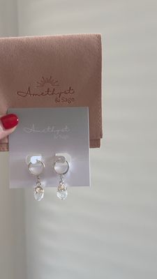 Radiance Huggie Hoops - Herkimer diamond, Silver.