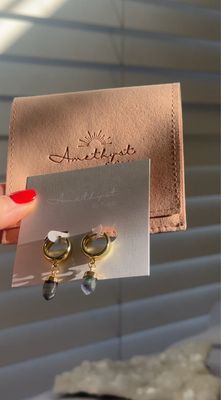 Radiance Huggie Hoops - Rainbow Fluorite, Gold