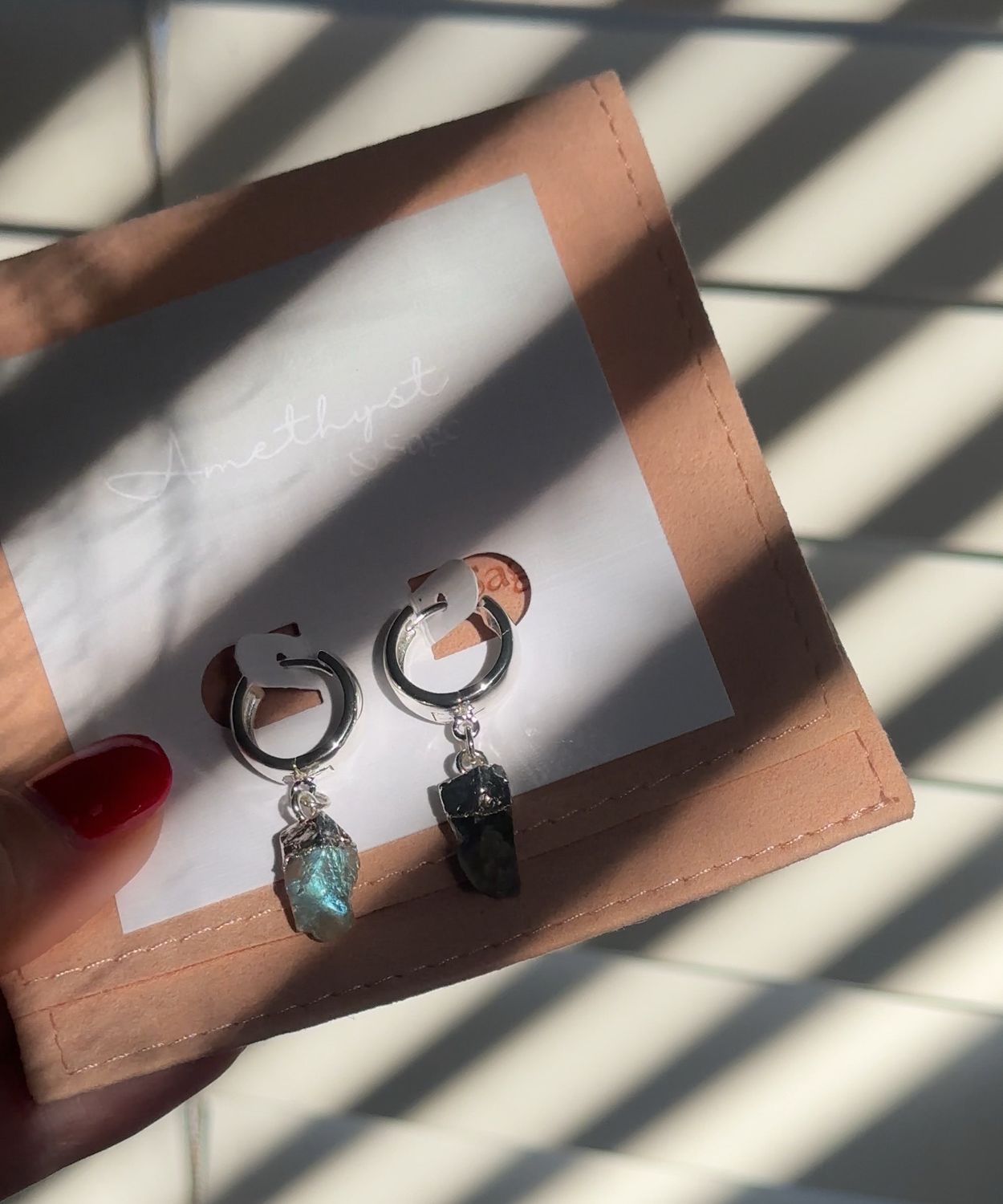 Radiance Huggie Hoop Earrings, Labradorite, Silver