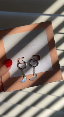 Radiance Huggie Hoop Earrings, Moonstone Moon, Silver