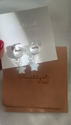 Radiance Huggie Hoops - Druzy Agate Star - Silver