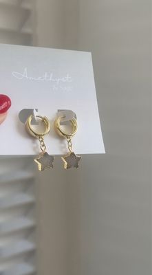 Radiance Huggie Hoop Earrings - Druzy Agate - Gold
