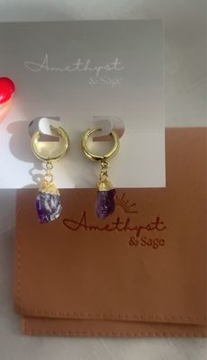 Radiance Huggie Hoops - African Amethyst - Gold
