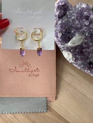 Radiance Huggie Hoops - Amethyst Point - Gold