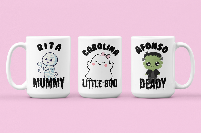 Conjunto canecas "Família Halloween"