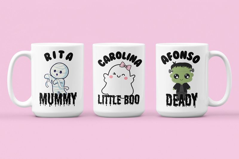 Conjunto canecas "Família Halloween"