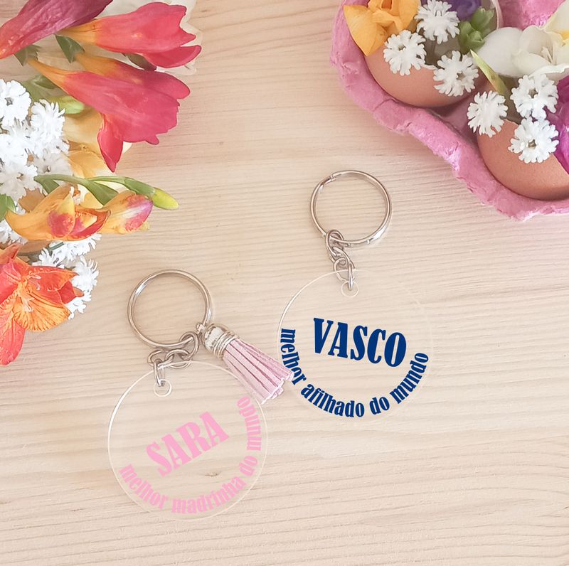 Porta-chaves personalizado Padrinhos/afilhados
