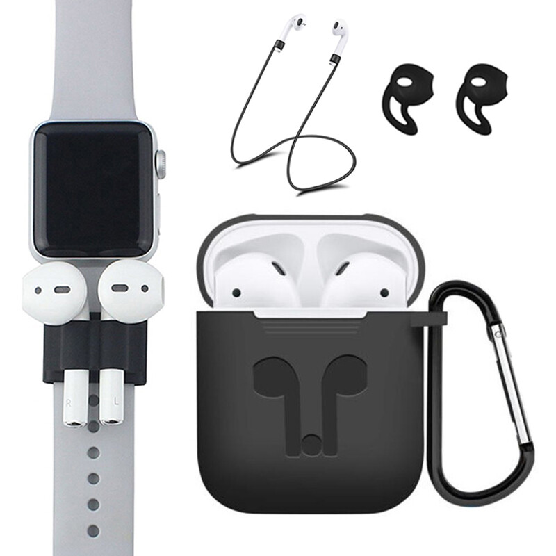 Bakery 5 silicone anti lost strap ear tips carabiner buckle for apple airpods